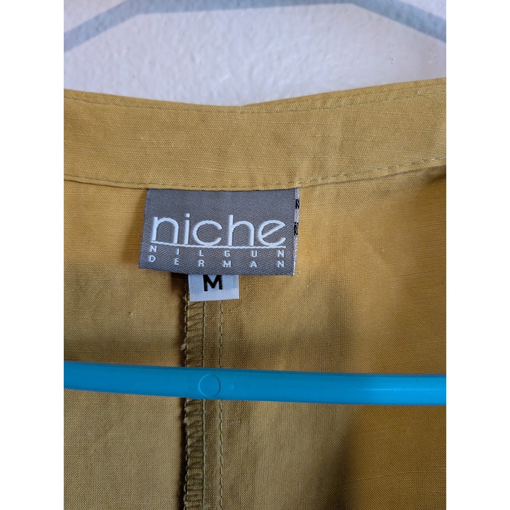 Niche Nilgun Derman Mustard Yellow Lagenlook Bubble Midi Dress Mens Size M